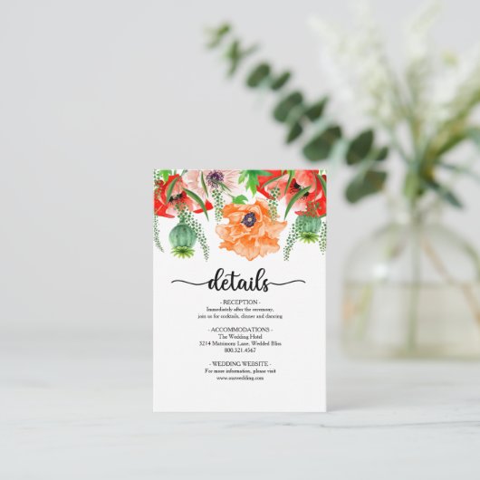 Poppy Flowers Wedding Enclosure Kaart (Staand voorkant)