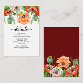 Poppy Flowers Wedding Enclosure Kaart