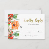 Poppy Flowers Wedding RSVP Kaart (Voorkant)