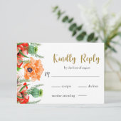Poppy Flowers Wedding RSVP Kaart (Staand voorkant)