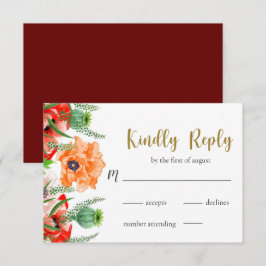 Poppy Flowers Wedding RSVP Kaart