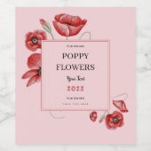 Poppy Flowers Wijn Etiket (Enkel label)