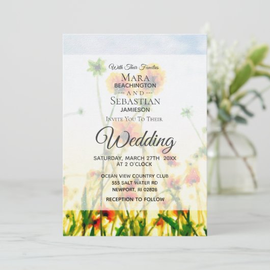 *~* Poppy Foto - RSVP - QR BLOEMENBRUILOFT Kaart (Staand voorkant)