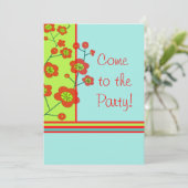 Poppy Fun Party Invitation Kaart (Staand voorkant)