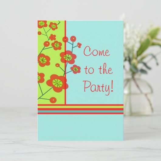 Poppy Fun Party Invitation Kaart (Staand voorkant)