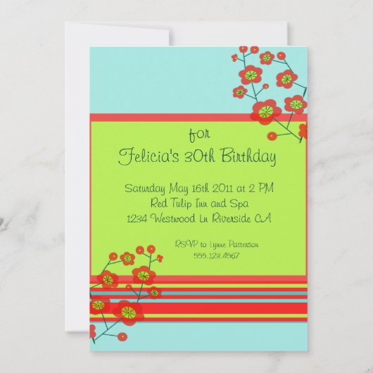 Poppy Fun Party Invitation Kaart (Achterkant)