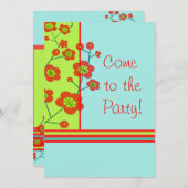 Poppy Fun Party Invitation Kaart (Voorkant / Achterkant)