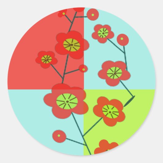 Poppy Fun Trendy Ronde Sticker (Voorkant)