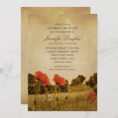 Poppy Funeral Announements Memorial Cards Kaart (Voorkant / Achterkant)