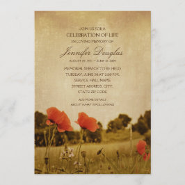 Poppy Funeral Announements Memorial Cards Kaart