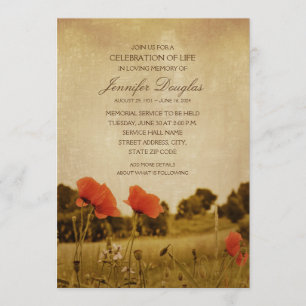 Poppy Funeral Announements Memorial Cards Kaart
