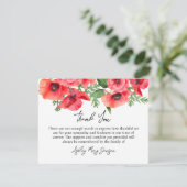 Poppy Funeral Thank You Card Bereavement Bedankkaart (Staand voorkant)