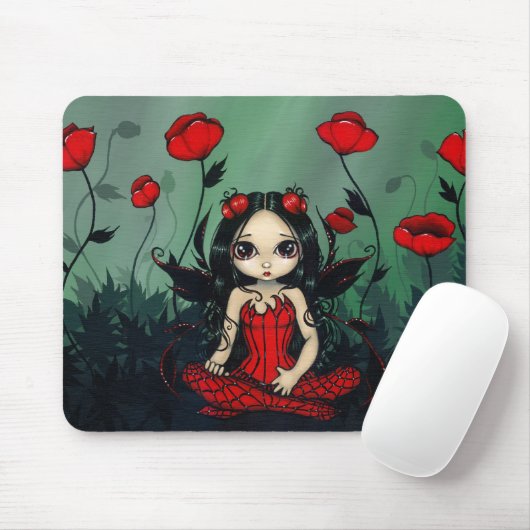 Poppy Garden gothic poppies fairy Mousepad Muismat (Met muis)