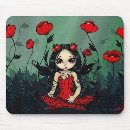 Poppy Garden gothic poppies fairy Mousepad Muismat (Voorkant)