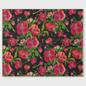 Poppy Garden op zwart Cadeaupapier (Vlak)