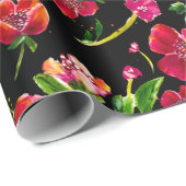 Poppy Garden op zwart Cadeaupapier (Rol Hoek)