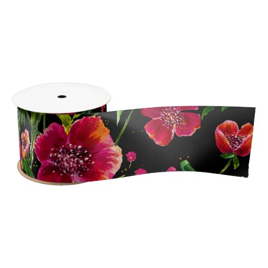 Poppy Garden Ribbon Satijnen Lint (Spoel)