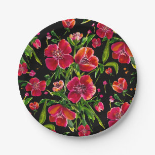 Poppy Garden Waterverf Pattern Borden Papieren Bordje