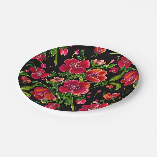 Poppy Garden Waterverf Pattern Borden Papieren Bordje (Gekanteld)