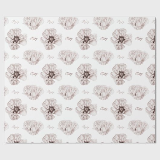 Poppy geïllustreerd cadeaupapier (Vlak)