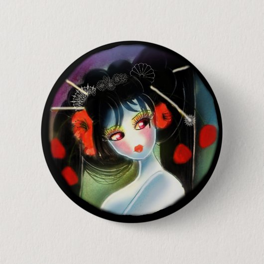 Poppy geisha ronde button 5,7 cm (Voorkant)