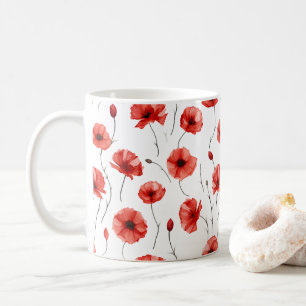 Poppy geperste bloemen Waterverf-stijl Koffiemok