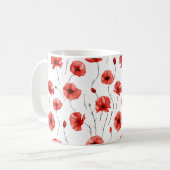Poppy geperste bloemen Waterverf-stijl Koffiemok (Voorkant links)