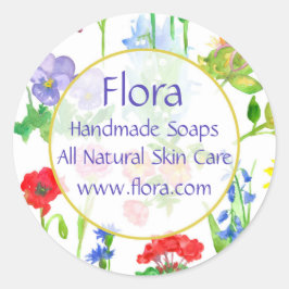 Poppy Geranium Pansy Waterverf Flowers Ronde Sticker