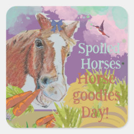 Poppy glimlacht kleurrijk, paardenglimlachen vierkante sticker