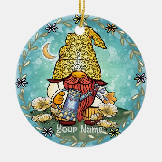 Poppy gnome keramisch ornament (Voorkant)