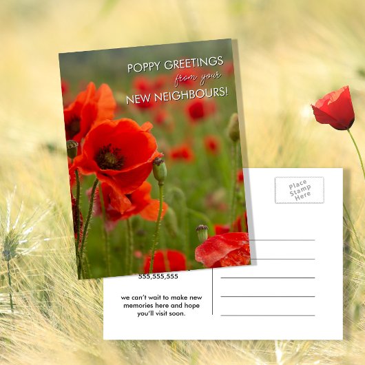 Poppy groeten van uw nieuwe buren Briefkaart