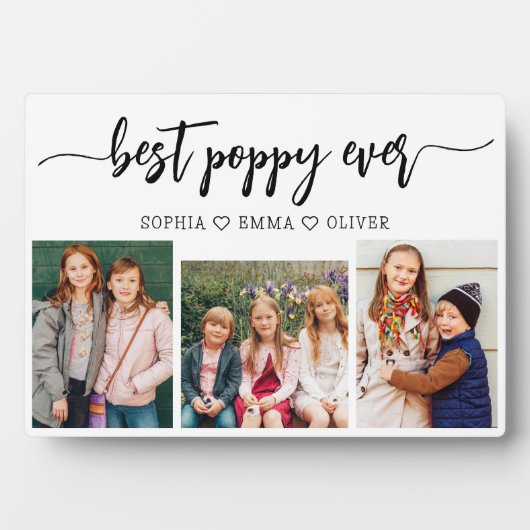 Poppy Grootvader Kleinkinderen Fotocollage Fotoplaat (voorkant)