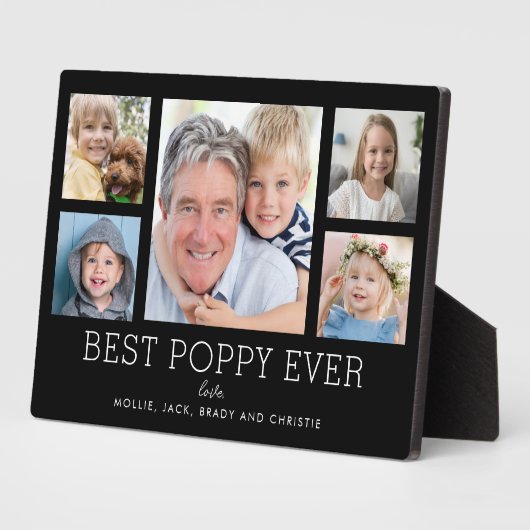 Poppy Grootvader Kleinkinderen Fotocollage Fotoplaat (Zijkant)