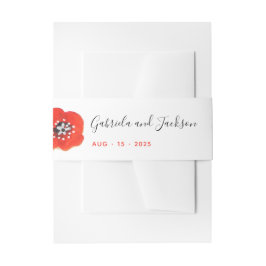 Poppy Hand geschilderde rode bloem Uitnodigingen Wikkel