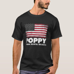 Poppy Het Man Mythe Legende Amerikaanse Vlag Vader T-shirt