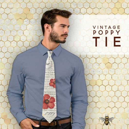  Poppy Illustratie op Krantenpapier Stropdas