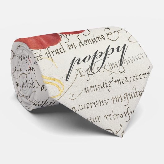 Poppy Illustratie op Krantenpapier Stropdas (Opgerold)