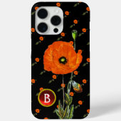 POPPY IN BLACK RED RUBY GEMSTONE MONOGRAM Case-Mate iPhone CASE (Achterkant)