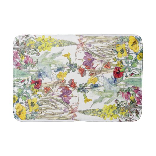 Poppy Iris Crocus Foxglove Floral Bath Mat (Voorkant)