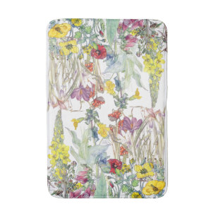  Poppy Iris Crocus Foxglove Floral Bath Mat
