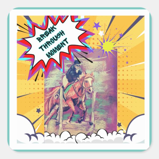 Poppy Jumping Comic Vierkante Sticker (Voorkant)