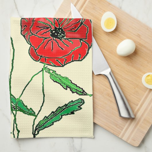 Poppy keukenhanddoek Poppies - Kies kleur (Quarter Fold)