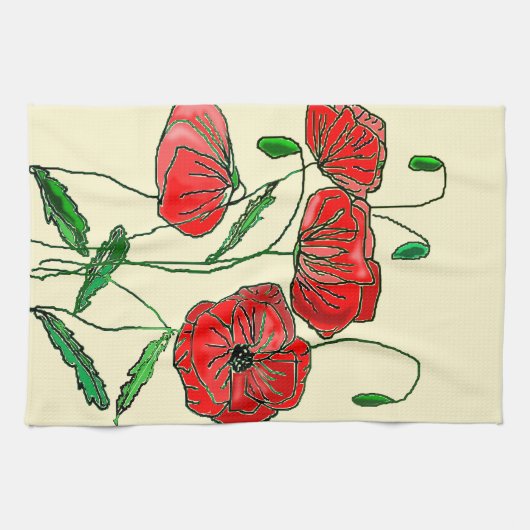 Poppy keukenhanddoek Poppies - Kies kleur (Horizontaal)