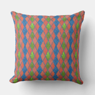Poppy kleuren Faux-patchwork Pillow of Cushion Kussen