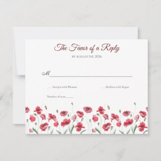 Poppy & Lavender Watercolor Floral Wedding RSVP Kaartje