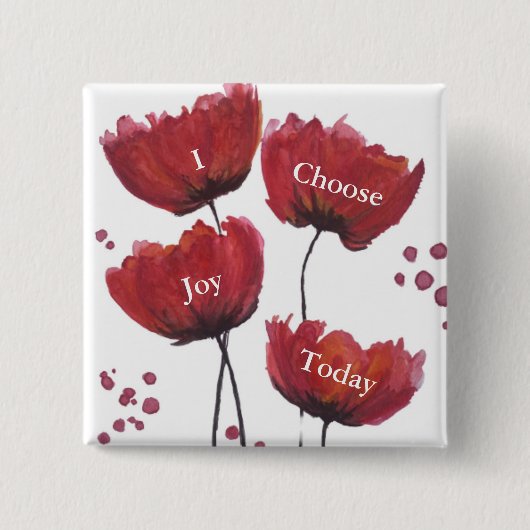 Poppy Liefde Knop Vierkante Button 5,1 Cm (Voorkant)