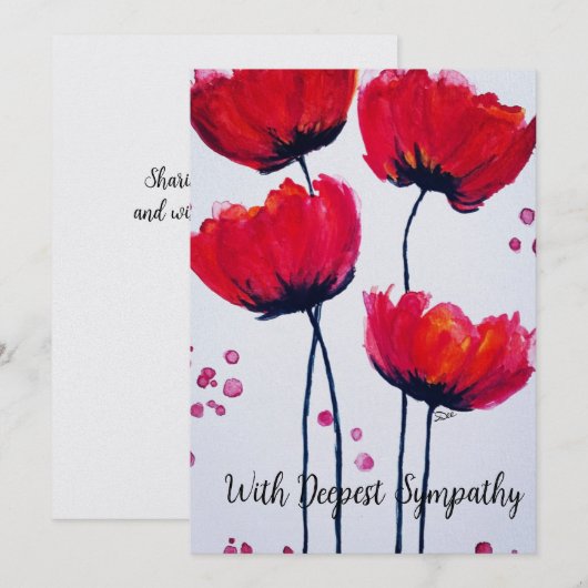 Poppy Love Flat Sympathcard Bedankkaart (Voorkant / Achterkant)