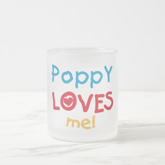 Poppy Loves Me T-shirts en geschenken Matglas Koffiemok (Center)