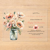 POPPY Mason Jar Bridal Shower Invitation  Acryl Uitnodigingen (Voorkant)