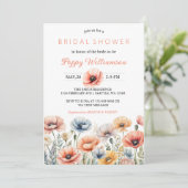 POPPY Mason Jar Bruids Douche Uitnodiging (Staand voorkant)